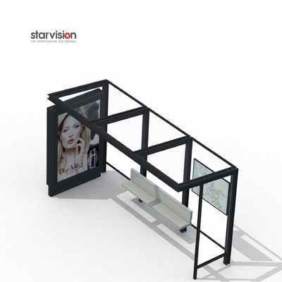 250W Tailored Aluminum Smart Bus Shelter Scrolling Poster For Municipal